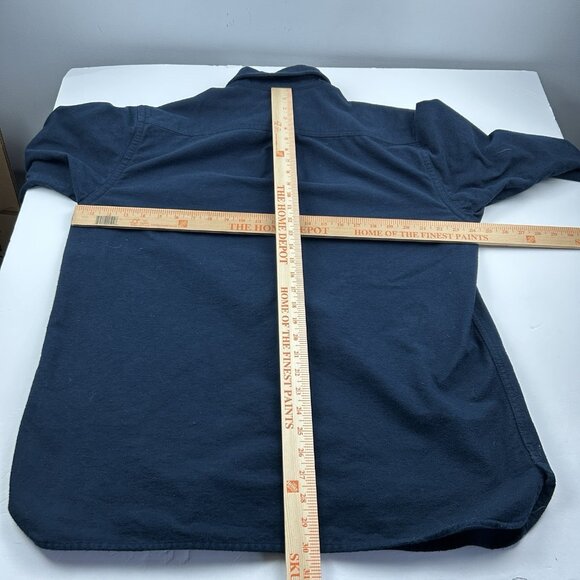 LL Bean Chamois Cloth Mens L Flannel Button Heavy Shirt Cotton Navy Blue 187923 - Picture 3 of 12